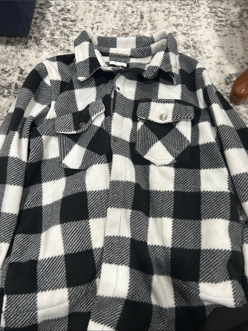 Women’s Black & White Plaid Shacket Jacket